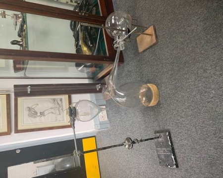 Glassware lab set up, retort, clamps 
